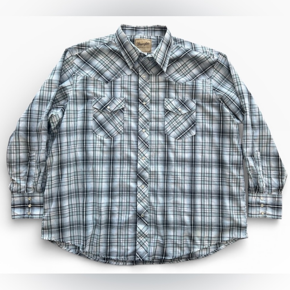 Vintage Wrangler Pearl Snap Western Shirt‎ Mens Large Striped Plaid Men’s 2XL